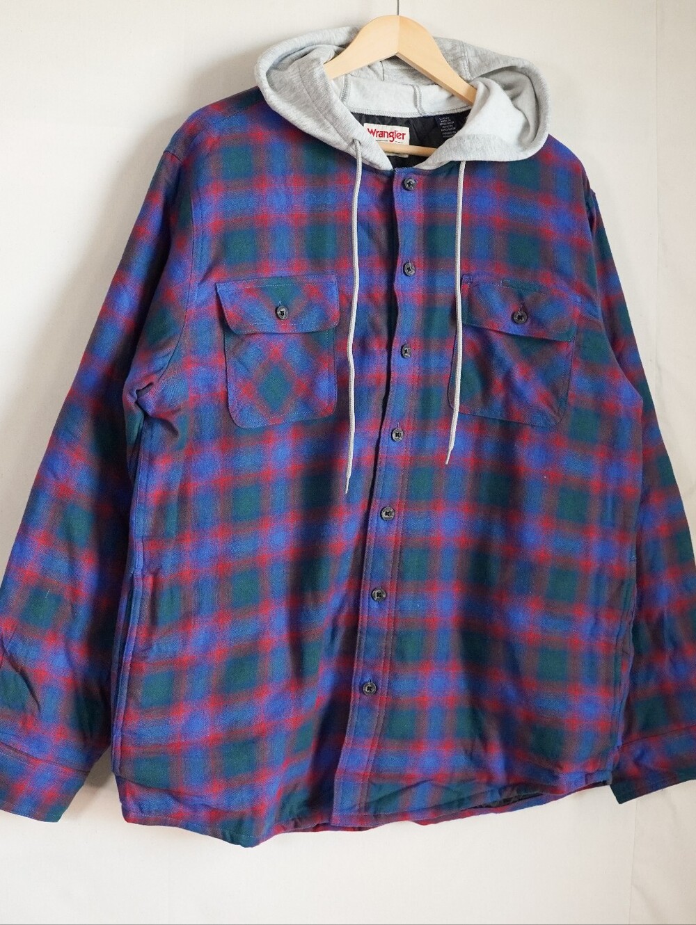 Wrangler Authentics Plaid Hooded Flannel Jacket NWT L